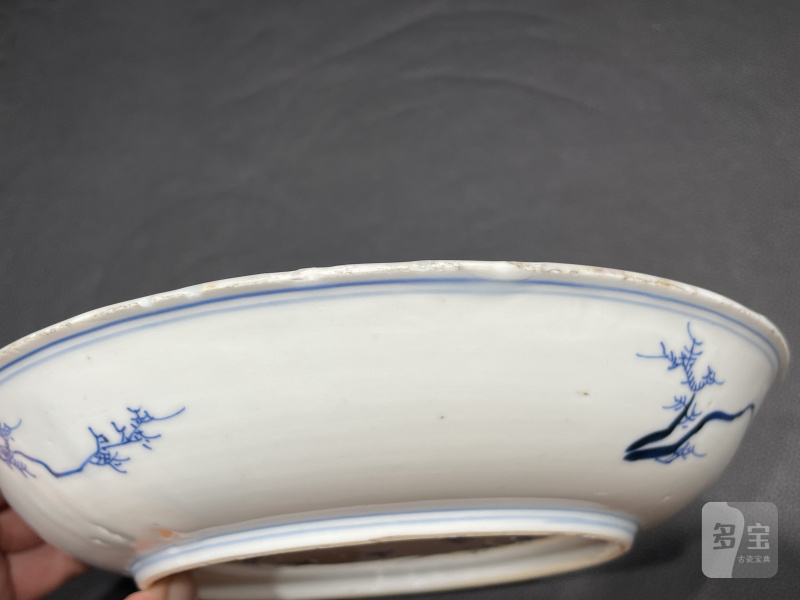 清康熙 早期青花披麻皴山水人物纹盘 - 图10